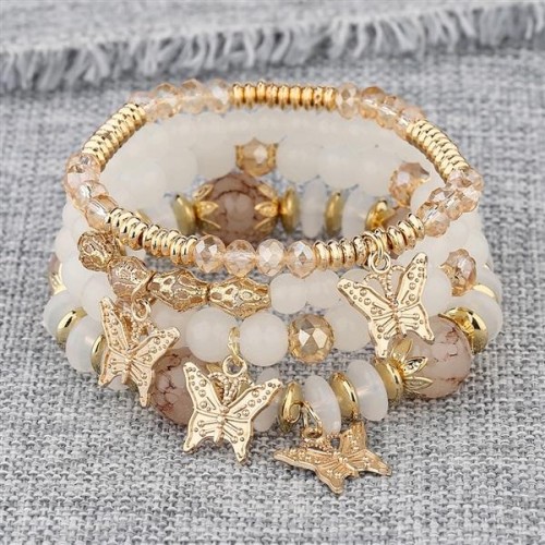 occidental style fashion lady Bohemia multilayer crystal bracelet butterfly pendant colorful bracelet