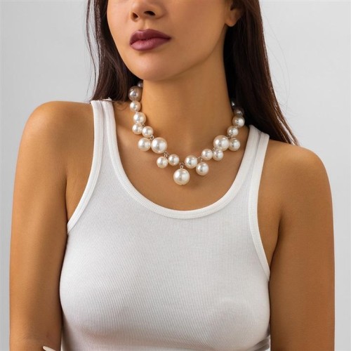 occidental style  creative handmade beads imitate Pearl tassel necklace woman  personality splice