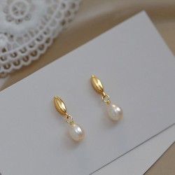  retro surface drop Pearl ear stud brief fashion high earring earrings samll a..