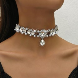 brief personality clavicle Rhinestone necklace lady ins trend geometry drop