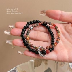 new medium wind buckle beads bracelet woman samll high imitate natural