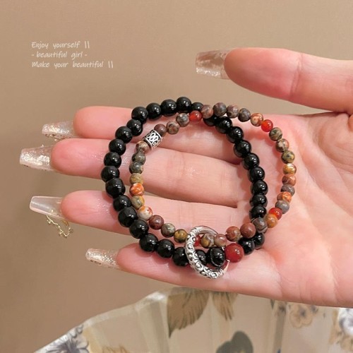 new medium wind buckle beads bracelet woman samll high imitate natural