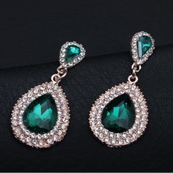 occidental style brief  crystal drop gem earrings fashion temperament all-Purp..