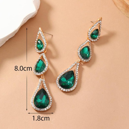  occidental style fashion gem diamond luxurious high drop all-Purpose retro tassel earrings Earring