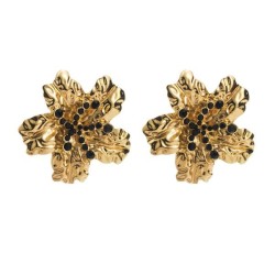 occidental style trend fashion Alloy flowers diamond ear stud Metal flowers br..