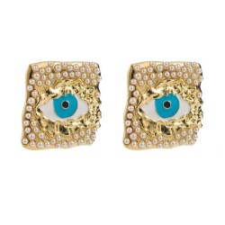 occidental style fashion trend Alloy enamel eyes ear stud embed Pearl personal..