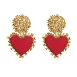 occidental style retro ear stud Alloy resin love pendant earrings brief atmosp..