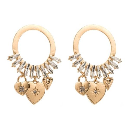 occidental style wind Alloy circle love earrings diamond love tassel personality Earring brief high earrings