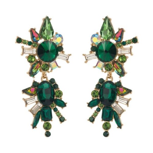 elegant fashion samll long style tassel earrings woman retro luxurious Alloy colorful diamond temperament Earri