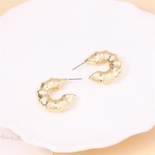ins retro wind Metal bamboo surfacec Word ear stud     high temperament Earring
