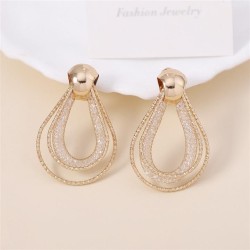 geometry circle hollow Rhinestone Oval earring Metal diamond trend all-Purpose..