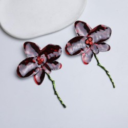 occidental style style flowers earrings Metal diamond enamel flowers ear stud ..