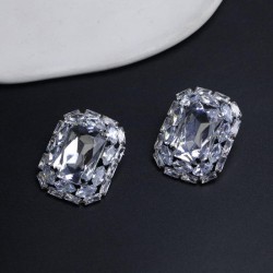 occidental style fully-jewelled square earrings fashion Street Snap zircon ear..