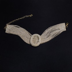 occidental style exaggerating Rhinestone necklace woman width belt buckle Mode..