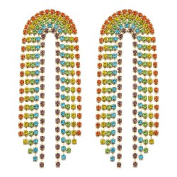 occidental style personality exaggerating color fully-jewelled tassel earrings..