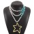 occidental style exaggerating imitate Pearl beadsnecklace turquoise chain multilayer brief star necklace
