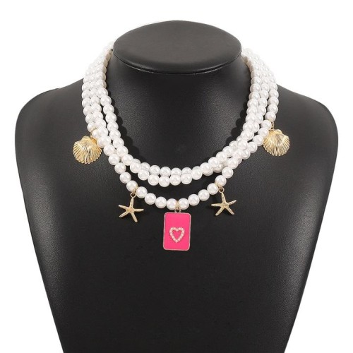 occidental style  retro wind imitate Pearl starfish necklaceins high all-Purpose