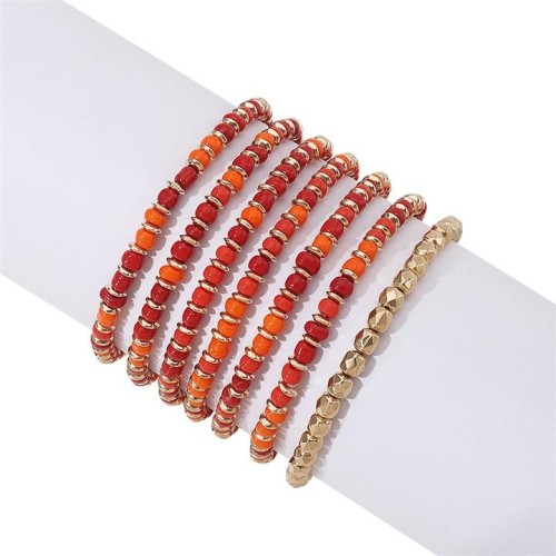 occidental style handmade beads bracelet set woman  Bohemia ethnic style candy colors elasticity