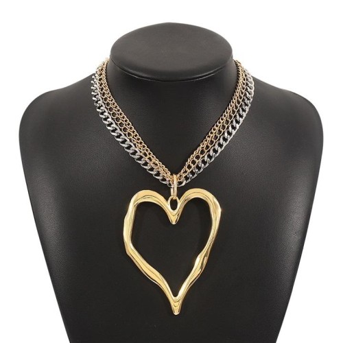 occidental style exaggerating big love necklace  punk personality multilayer chain clavicle chain