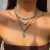 occidental style retro imitate turquoise head clavicle chain beads necklace set ethnic style