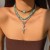 occidental style retro imitate turquoise head clavicle chain beads necklace set ethnic style