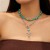 occidental style retro imitate turquoise head clavicle chain beads necklace set ethnic style