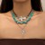 occidental style retro imitate turquoise head clavicle chain beads necklace set ethnic style