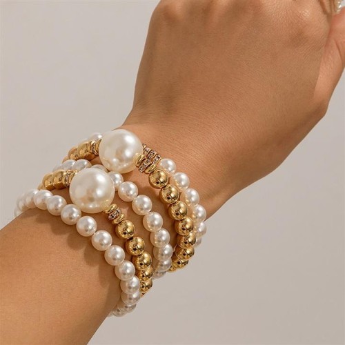 occidental style exaggerating Pearl bracelet set  temperament big beads beads embedracelet