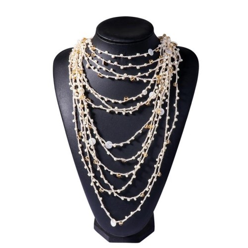 occidental style summer multilayer handmade beads necklace woman elegant banquetnecklace
