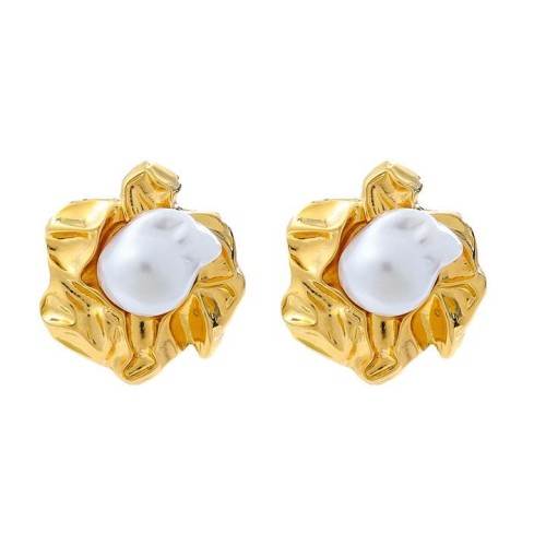 summer Alloy imitate Pearl flowers earrings occidental style Earring woman elegant ear studearrings
