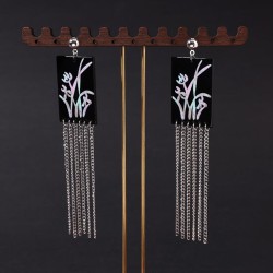 geometry flower wind tassel earrings new medium high woman samll ear stud