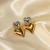 occidental style samll samll Double love pendant ear stud all-Purpose samll woman temperament Peach hear