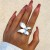 occidental style exaggerating Metal textured surface butterfly ring woman brief bow
