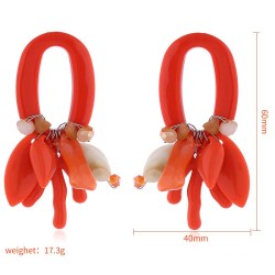 summer exaggerating trend fresh color samll tassel wind resin earrings Earring