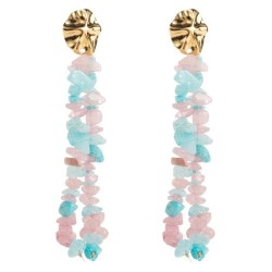 occidental style fashion handmade beads color gravel earrings long style tassel winds silver Earring woman