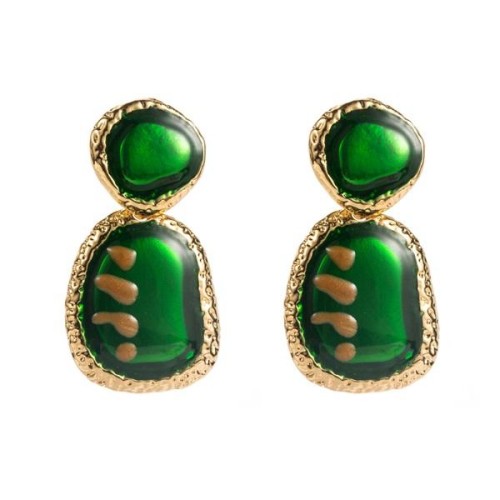 occidental style retro temperament exaggerating flowers earrings creative silver diamond resin high Ea