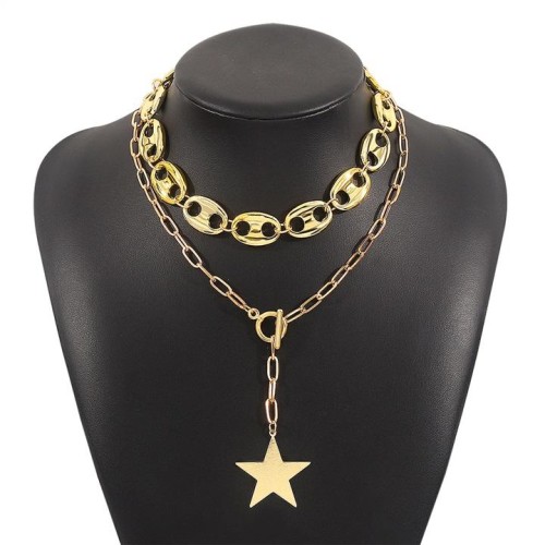 occidental style wind high star Metal necklace  fashion all-Purpose chain chain woman