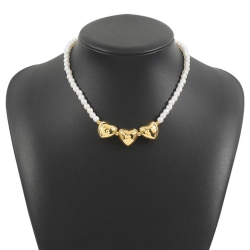 imitate Pearl love pendant necklace  retro palace wind summer brief clavicle chain