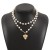 occidental style samll Double layer Pearl Alloy love pendant necklace ins wind chain