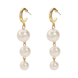 E Pearl long style tassel earrings woman  retro palace wind temperament elegan..