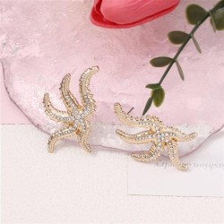 occidental style exaggerating retro embed zircon personality starfish ear stud..