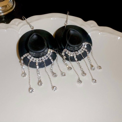 personality Cowboy diamond tassel earrings occidental style exaggerating samll temperament