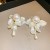 sweet Acrylic imitate flowers Pearl silver earrings fashion elegant temperament high Earri