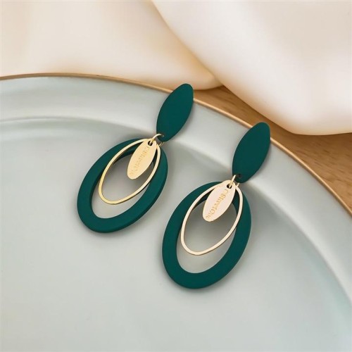 silver high brief geometry Oval hollow earrings  retro fashion temperament circle earring