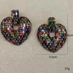 occidental style love more color glass fully-jewelled earrings fashion ear stu..