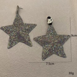 occidental style Metal Five-pointed star color glass fully-jewelled earrings f..