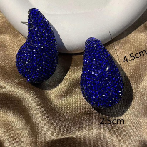 occidental style blue glass fully-jewelled earrings fashion ear stud high Earring woman