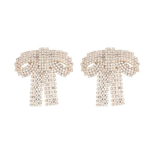 super claw chain fully-jewelled bow earrings occidental style exaggerating Earring woman elegant banquet bride