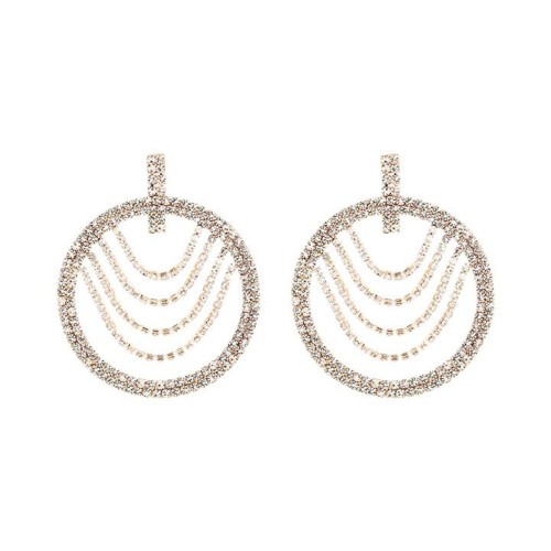super claw chain occidental style exaggerating earrings woman Rhinestone fully-jewelled Round Earring trend banq