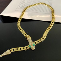 occidental style exaggerating diamond snake chain necklace personality samll t..